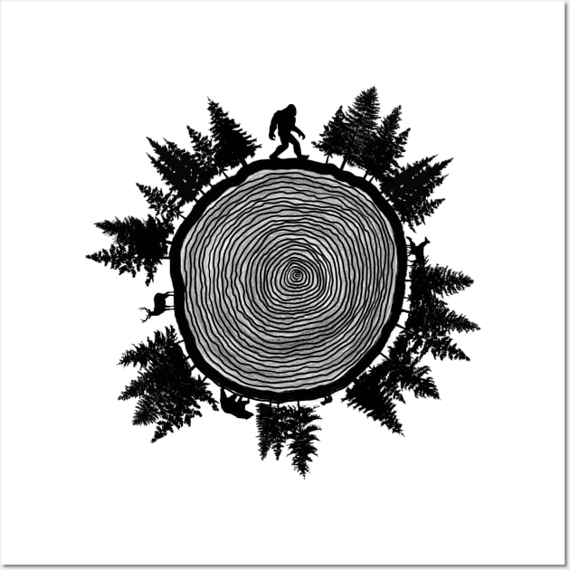 Bigfoot tree ring (black) Wall Art by Reiss's Pieces